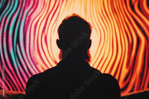 Silhouette of a Man with Vibrant Abstract Background