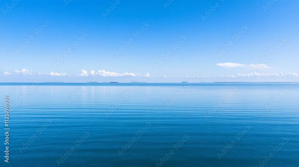 custom made wallpaper toronto digitalAerial view of the Baltic Sea, with calm blue waters and small islands scattered across the horizon, captured from a drone. The sky is clear with a few clouds, emphasizing the vastness of the sea
