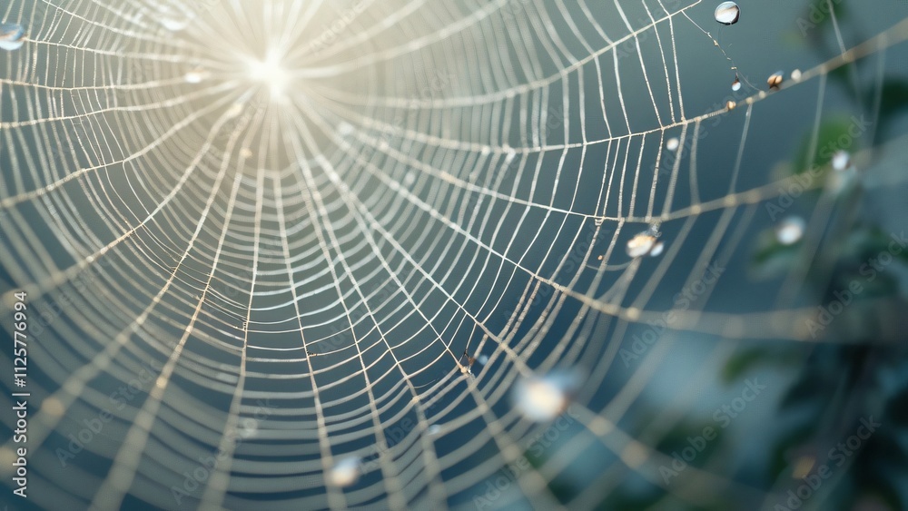 Fototapeta premium Microscopic Spider Web, Intricate Threads & Delicate Structure