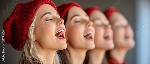 Amid the gentle glow of distant holiday lights, carolers stand at the end of a narrow lane. Their layered voices shape patterns of comfort that drift quietly into the hush. With each familiar 