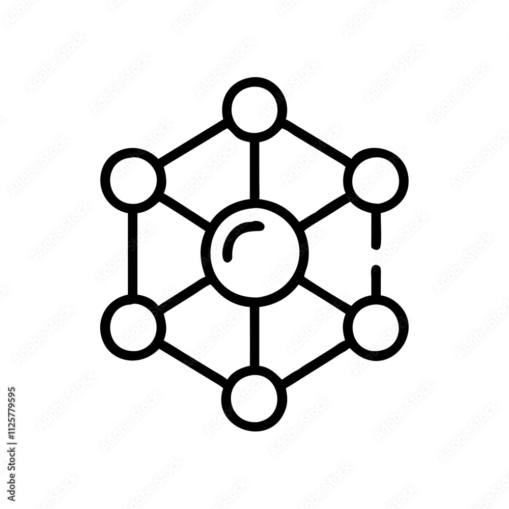 Big Data Cloud Computing Icon Outline Lineart Style