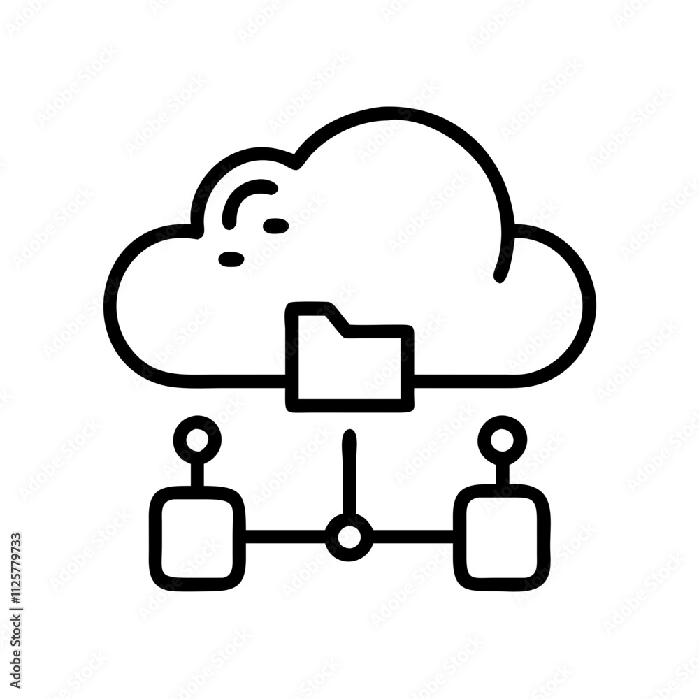 Big Data Cloud Computing Icon Outline Lineart Style