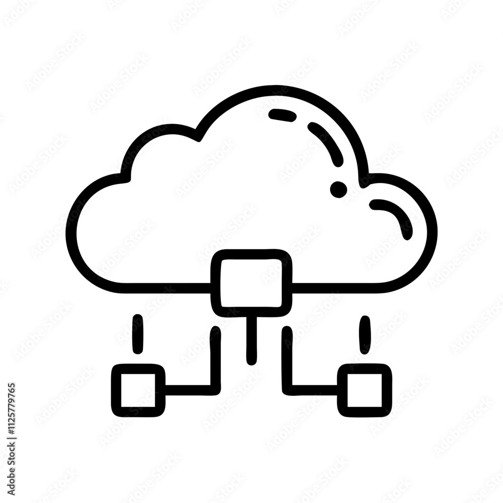 Big Data Cloud Computing Icon Outline Lineart Style Big Data Cloud Computing Icon Outline Lineart Style