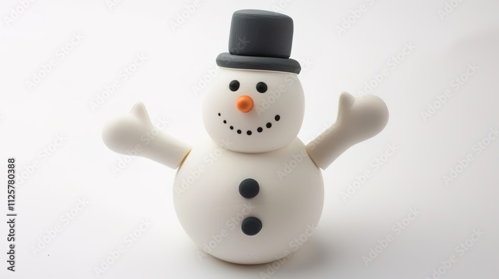 Snowman Isolated on White Background, A Charming Winter Figure Standing Alone in a Blank Canvas of Snow. Snowman Isolated on White Background, A Charming Winter Figure Standing Alone in a Blank Canvas of Snow.