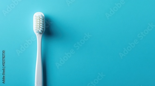 White Toothbrush on a Blue Background photo