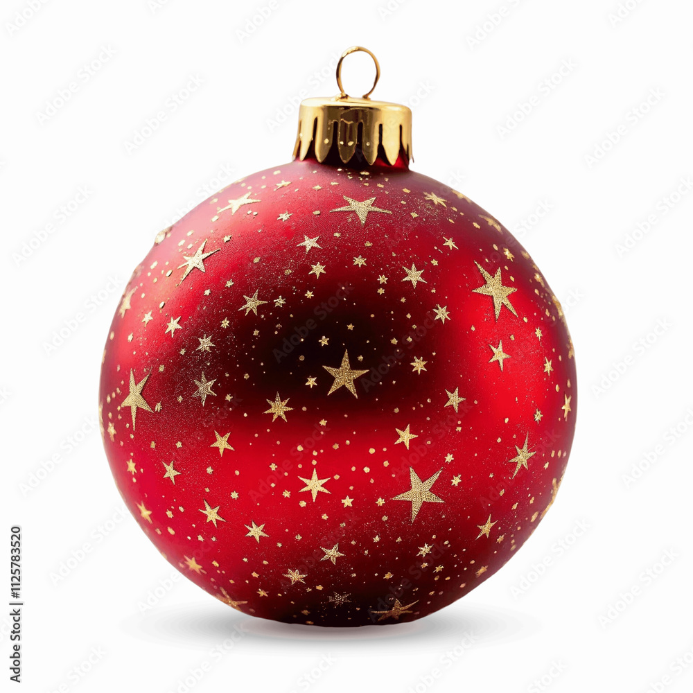 Festive Red Christmas Ornament With Golden Star Decorations

