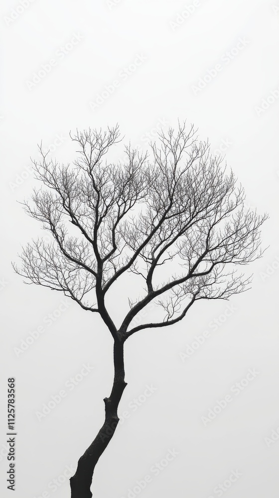 A solitary, leafless tree against a misty background, symbolizing solitude and resilience. A solitary, leafless tree against a misty background, symbolizing solitude and resilience.
