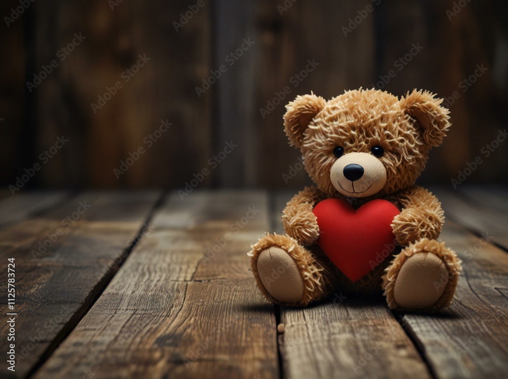 Obraz premium teddy bear on wooden background