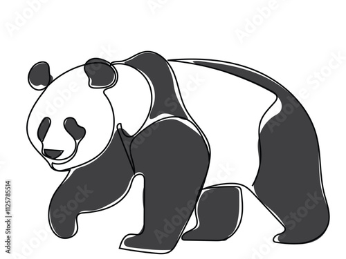 Panda in continuous line style Can be edited later