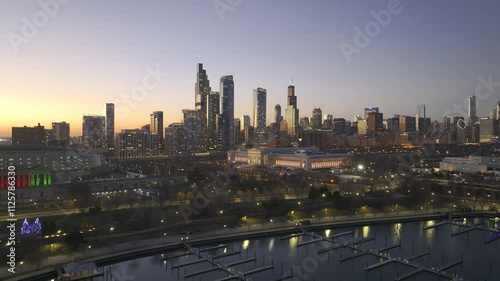 Wallpaper Mural Aerial View of Downtown Chicago at Sunset Overlooking Soldier Field” Torontodigital.ca