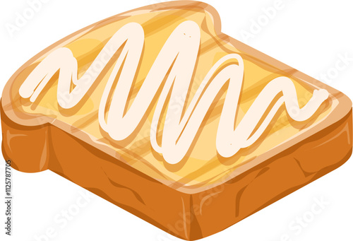 Korean toast Illustration. Sliced bread. Bakery clipart.