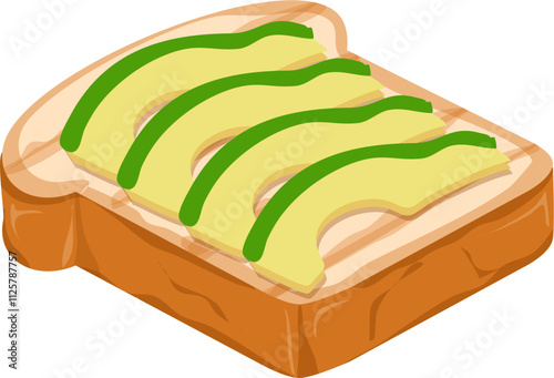 Korean toast Illustration. Sliced bread. Bakery clipart.