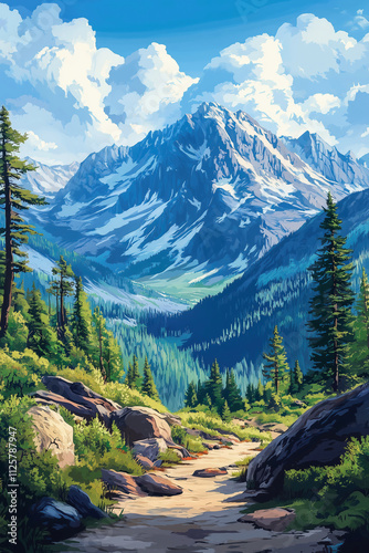 Wallpaper Mural Rocky mountain national park travel poster illustration Torontodigital.ca