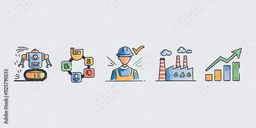 Smart Factory Automation Industry 4 0 Robotics Worker Growth Chart Recycling Technology