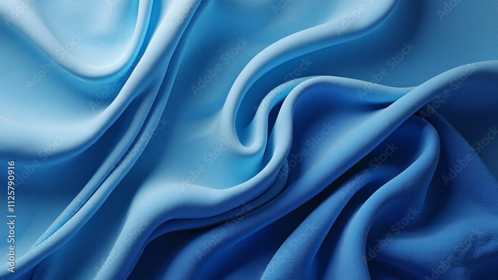 Velvety Blue Fabric Texture, Soft, Draped Curves Velvety Blue Fabric Texture, Soft, Draped Curves