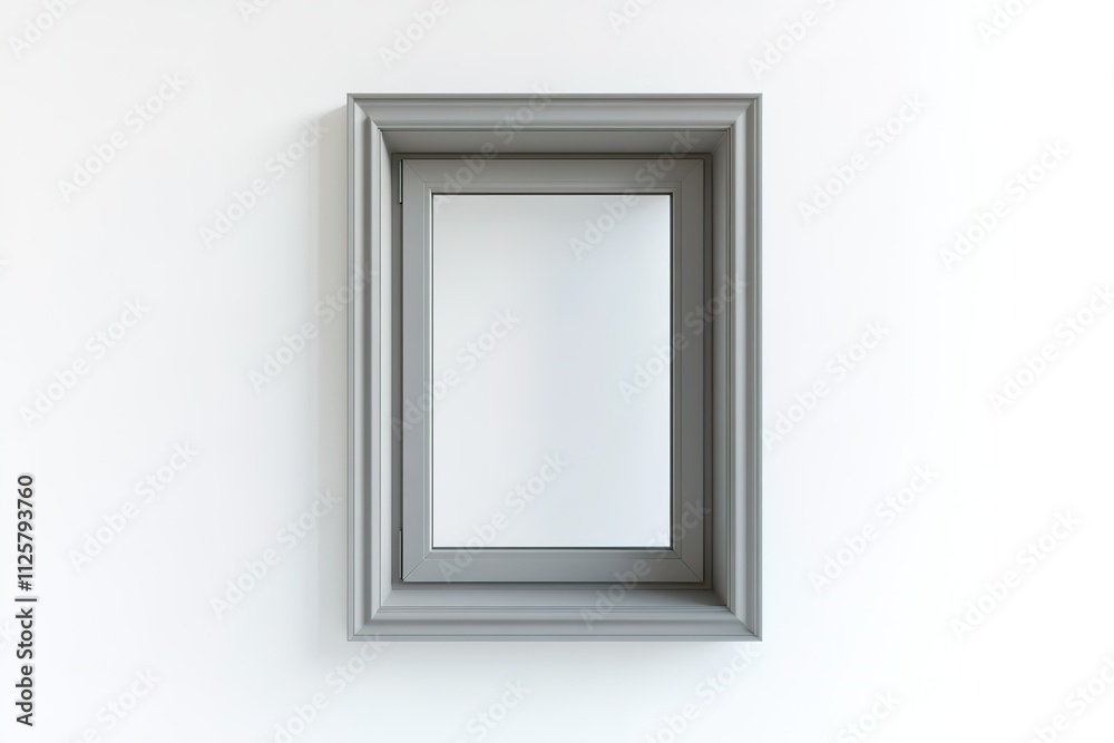 A gray framed picture with a white background A gray framed picture with a white background