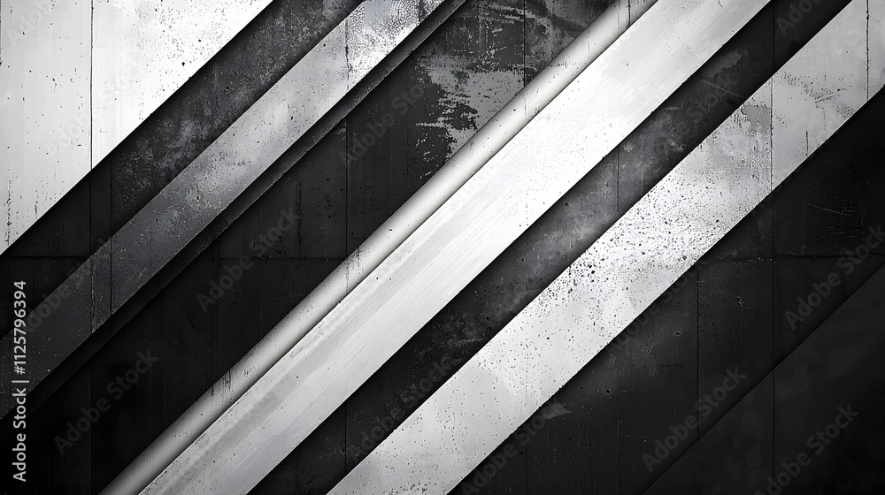 Fototapeta premium Abstract Metallic Diagonal Stripes in Black and White Texture