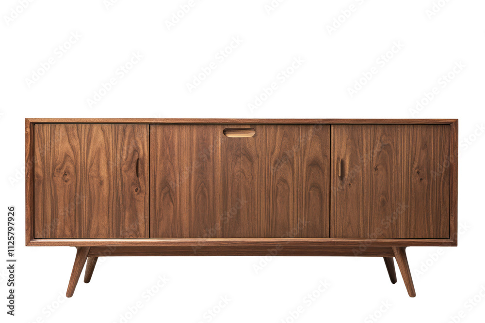 Stylish wooden sideboard with sleek lines and a rich finish on an isolated background. Stylish wooden sideboard with sleek lines and a rich finish on an isolated background.