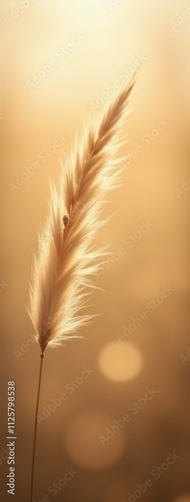 Macro Shot of Pampas Grass in Warm Golden Light. Ideal for meditation apps, wellness branding, or interior decor