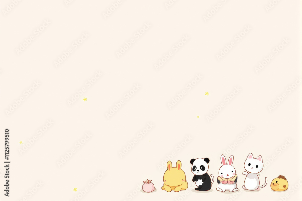 Fototapeta premium A cartoon-themed wallpaper with fun characters, playful animals, and vibrant colors, ideal for a cheerful and youthful design. .