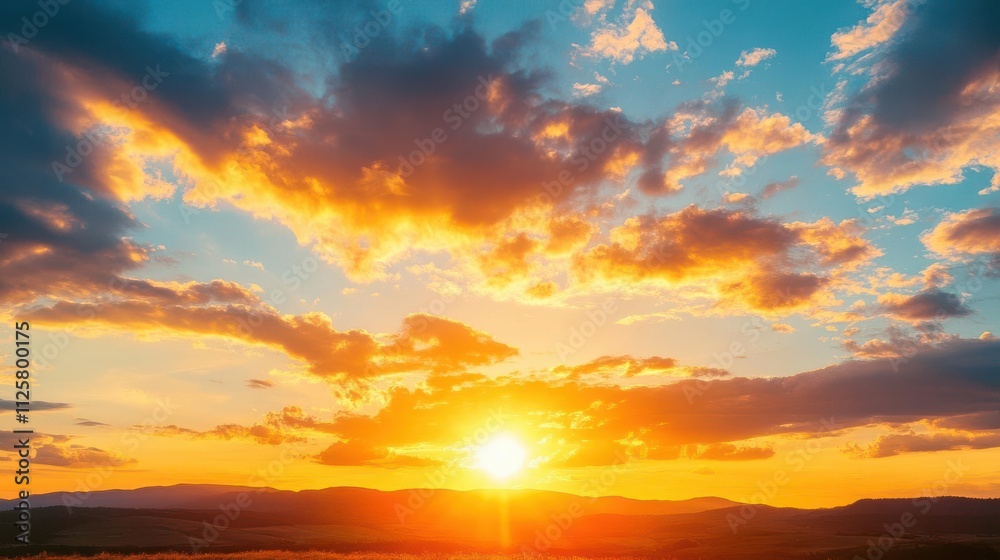 Obraz premium A vibrant sunset with colorful clouds illuminating the sky.