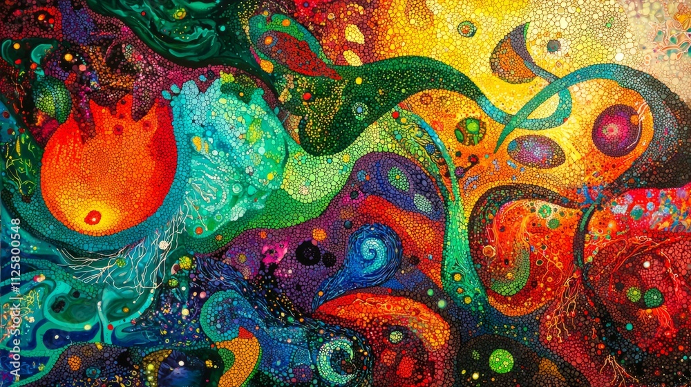An abstract image using flowing lines and vibrant colors to represent the interconnectedness of life. An abstract image using flowing lines and vibrant colors to represent the interconnectedness of life.