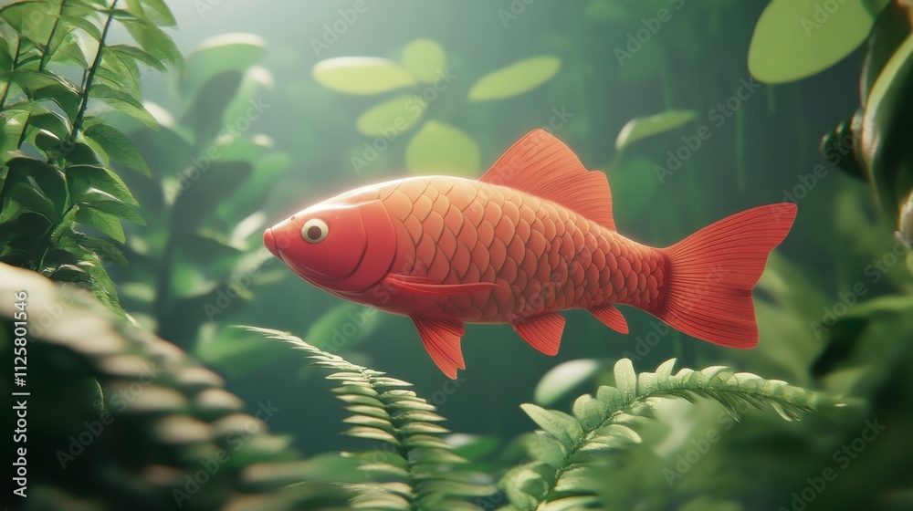 Obraz premium Colorful fish swimming in lush green foliage