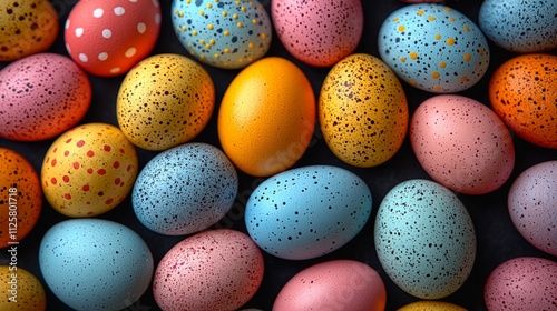 Wallpaper Mural An overhead shot of Easter eggs arranged in a decorative pattern, creating a visually appealing and symmetrical composition. Torontodigital.ca