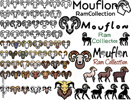 A diverse collection of mouflon ram logos and illustrations, perfect for branding, design, and creative projects.