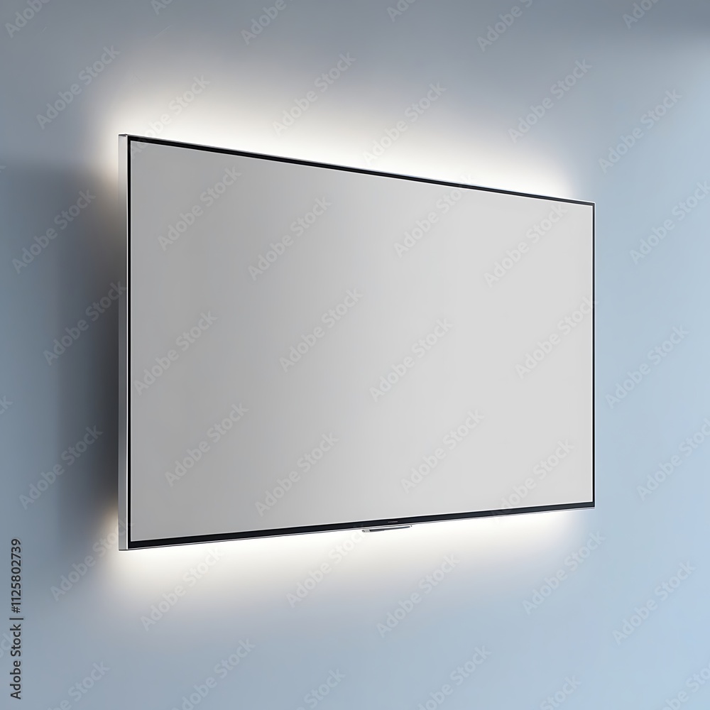 Minimalist TV Screen Mockup Mounted On A Blank White Wall Minimalist TV Screen Mockup Mounted On A Blank White Wall