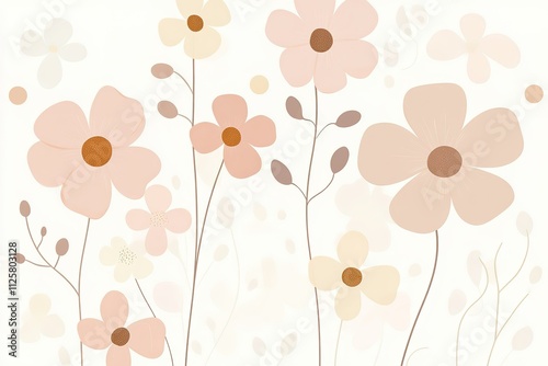 A flowery background with a white flower in the foreground