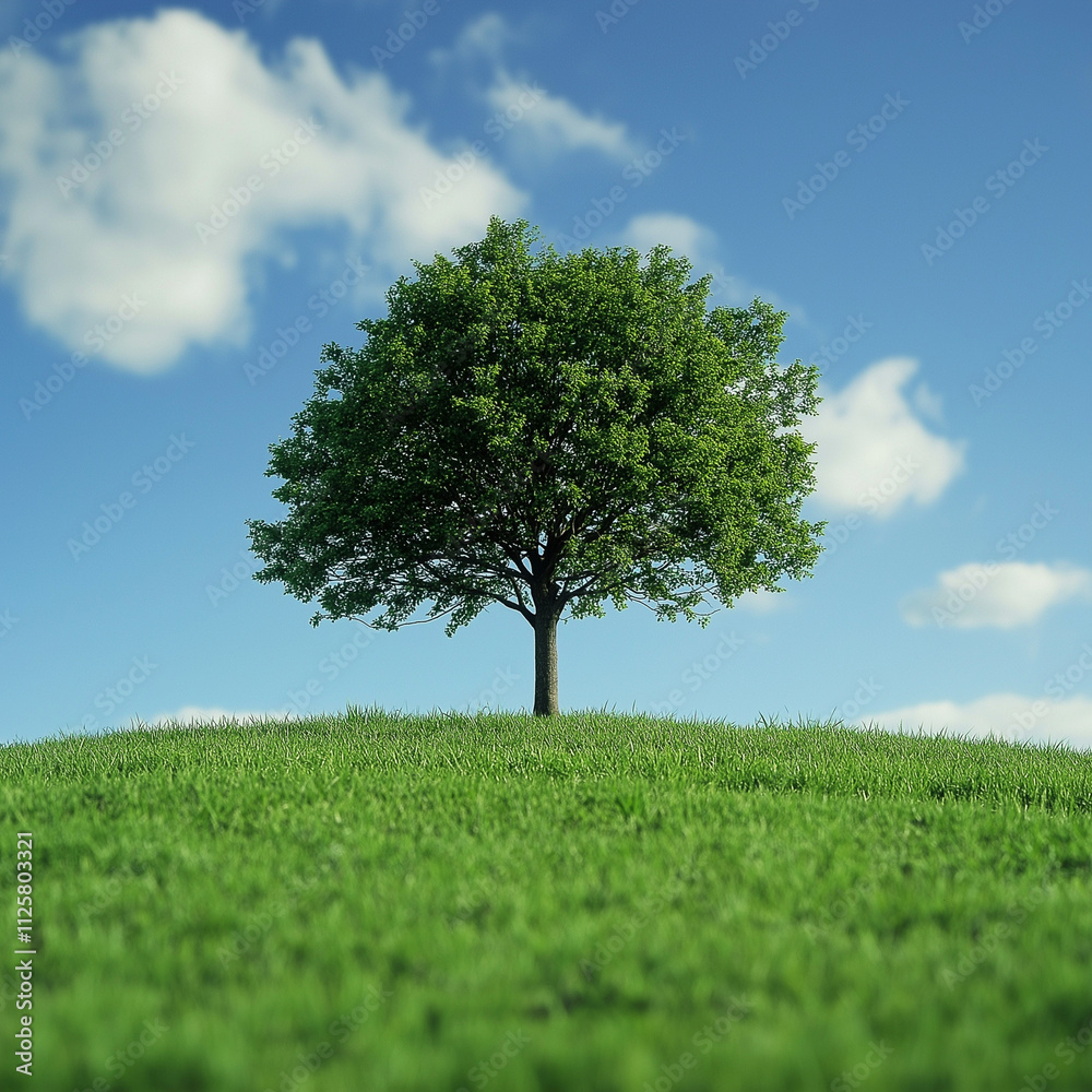 Fototapeta premium tree on green field