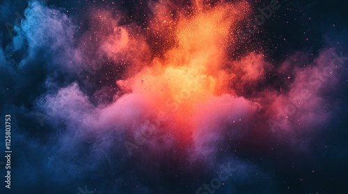 Vibrant cosmic explosion space digital art abstract background overhead view energy and beauty