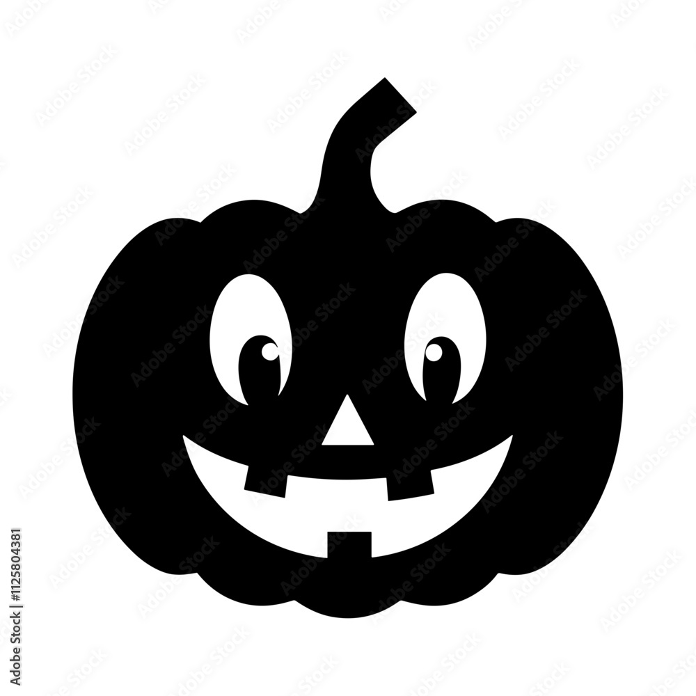 Fototapeta premium Pumpkin face black and white icon 