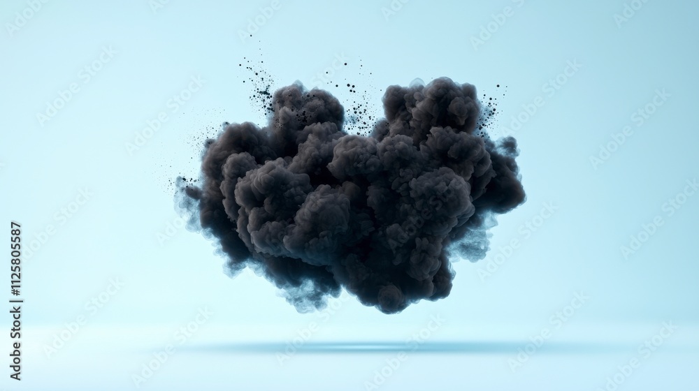 Dramatic Black Smoke Cloud on Soft Blue Background Capturing the Essence of Mystery and Power in Abstract Art for Creative Projects Dramatic Black Smoke Cloud on Soft Blue Background Capturing the Essence of Mystery and Power in Abstract Art for Creative Projects