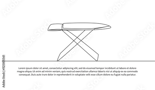 Continuous one line design of clothes ironing table. Minimalist style vector illustration on white background.