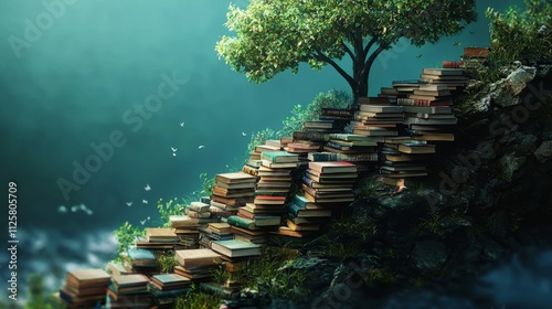 A visual metaphor representing the accumulation of knowledge and skills over time, perhaps a growing library or expanding mind map. photo