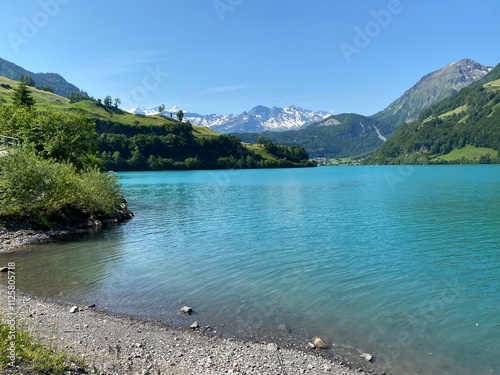 Lake Lungern or Natural reservoir Lungerersee - Canton of Obwald, Switzerland (Naturstausee Lungernsee oder Lungerensee - Kanton Obwald, Schweiz) photo