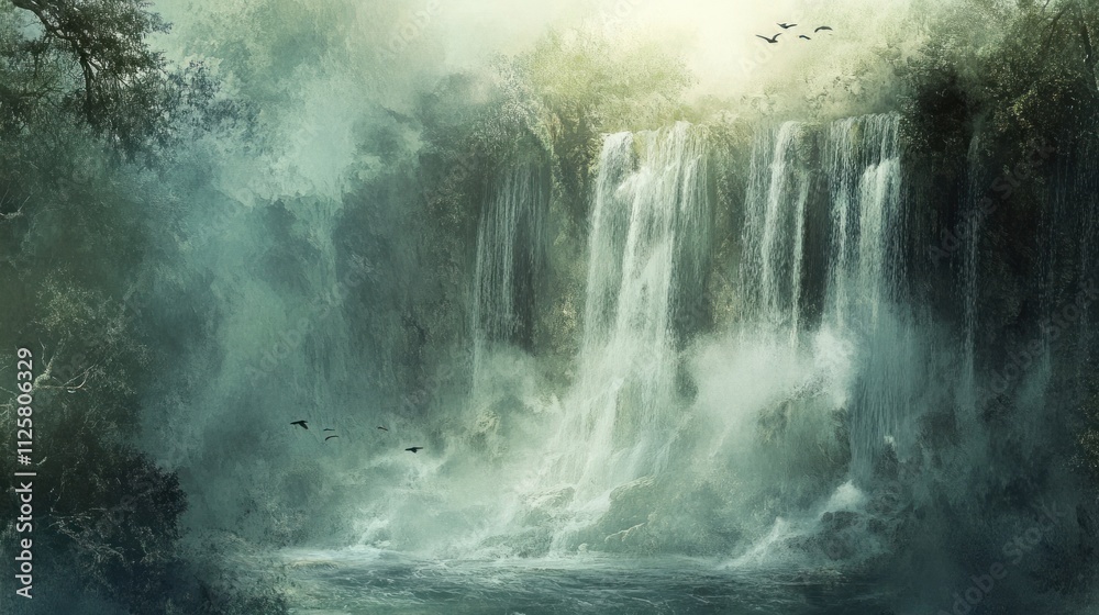Enchanted Waterfall: A Serene Oasis in a Lush Forest Enchanted Waterfall: A Serene Oasis in a Lush Forest