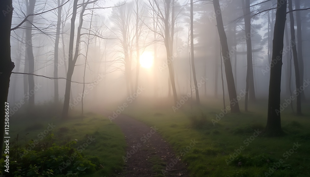 Obraz premium misty morning in the forest