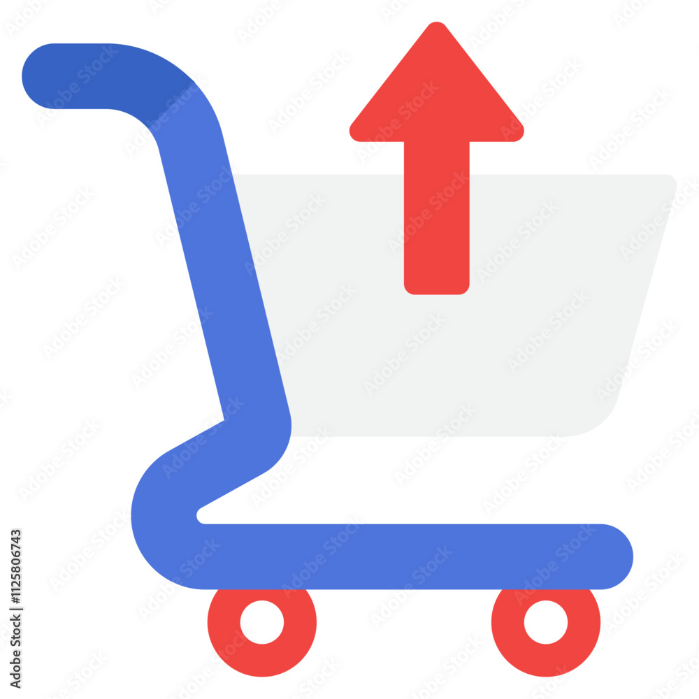Stylized Shopping Cart Icon with Upward Arrow Stylized Shopping Cart Icon with Upward Arrow