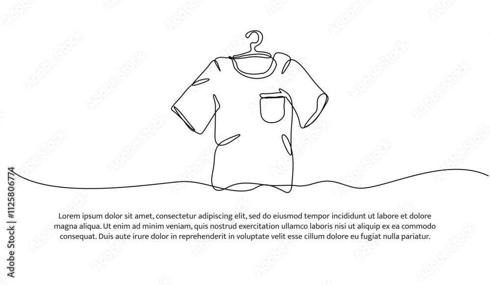 Continuous one line design of shirt. Minimalist style vector illustration on white background. Continuous one line design of shirt. Minimalist style vector illustration on white background.