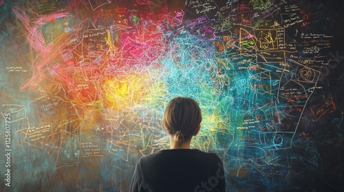 Visualization of a student understanding complex concepts, mind map expanding outwards, clear and easy-to-understand.