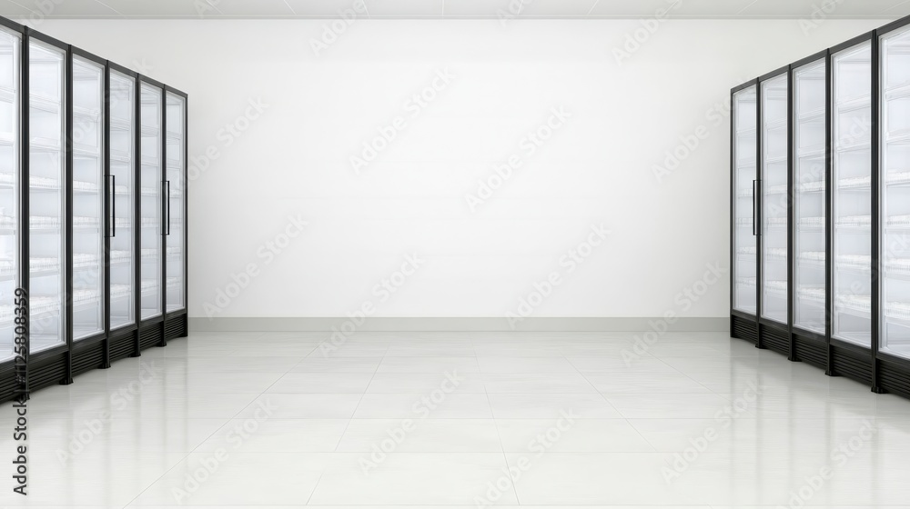 Empty Commercial Refrigerator Units in a Clean Room Empty Commercial Refrigerator Units in a Clean Room
