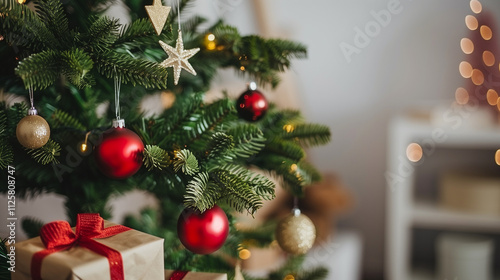 Close up of decorative christmas tree