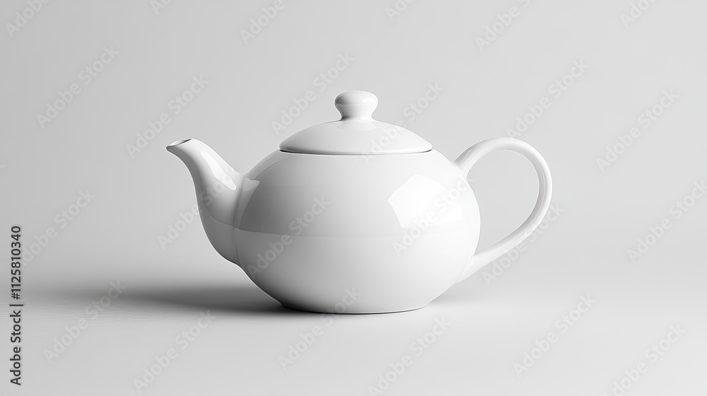 Elegant White Teapot on Minimalist Background for Modern Decor Elegant White Teapot on Minimalist Background for Modern Decor