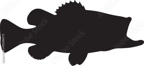 Bass fish silhouette logo, icon design vector illustration.
