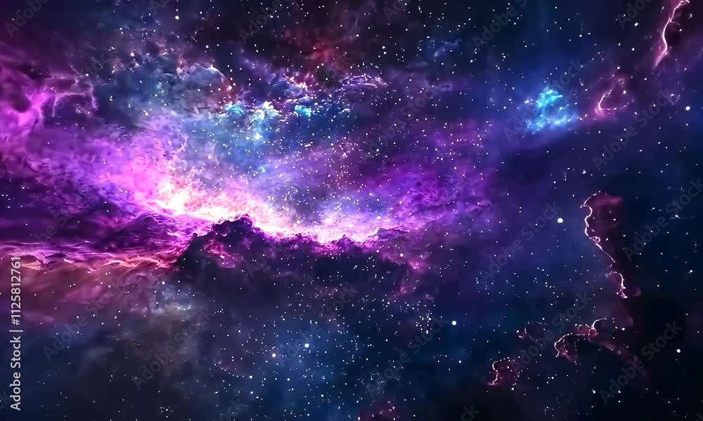 A vibrant cosmic scene showcasing swirling clouds of purple and blue gas, stars, and celestial formations, evoking the beauty and mystery of the universe. A vibrant cosmic scene showcasing swirling clouds of purple and blue gas, stars, and celestial formations, evoking the beauty and mystery of the universe.