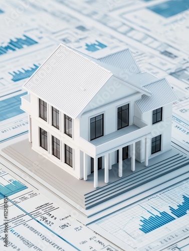 Wallpaper Mural house financial investment Concept. Model house on financial graphs representing real estate investment and analytics. Torontodigital.ca
