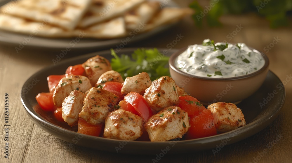 Rustic Chicken Kebabs with Pita and Tzatziki Sauce Rustic Chicken Kebabs with Pita and Tzatziki Sauce